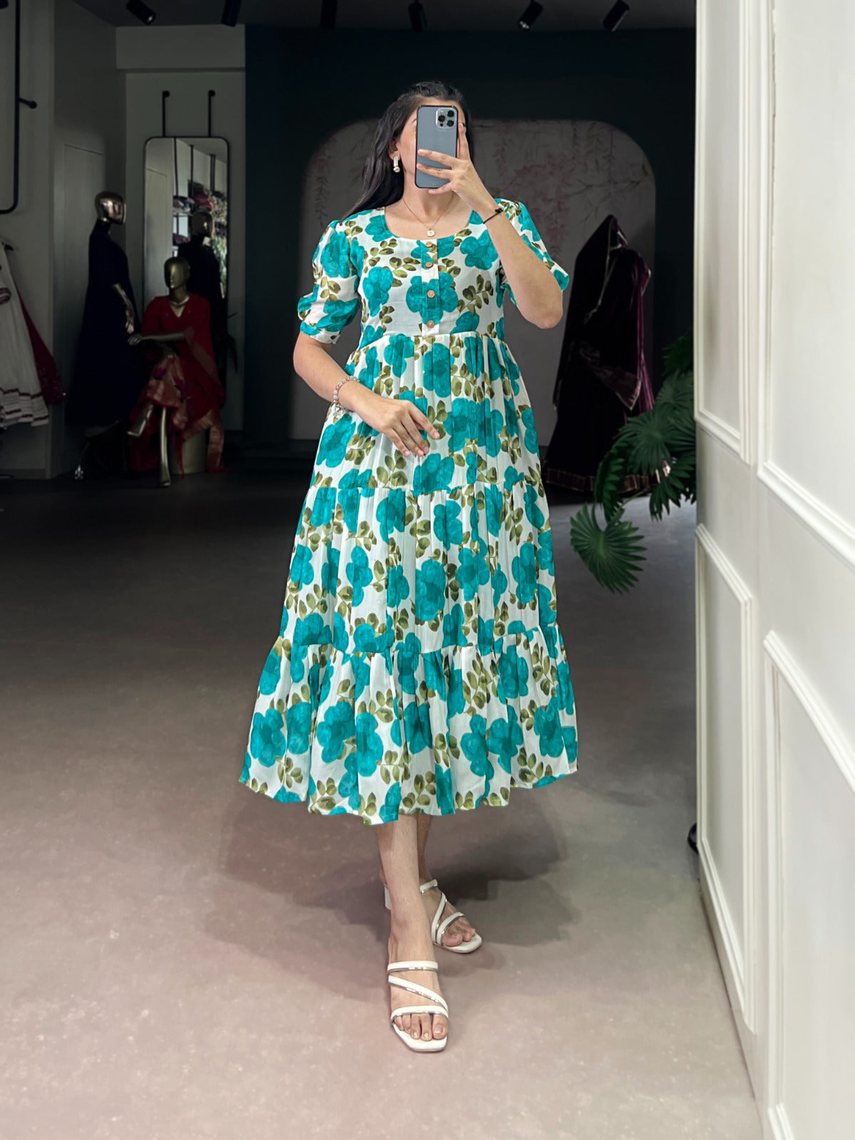 Floral Printed Midi Frock