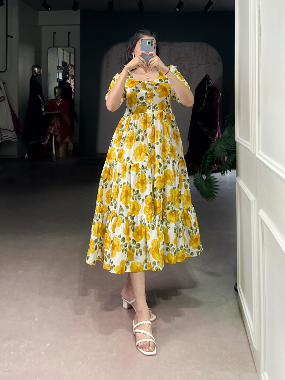 Floral Printed Midi Frock