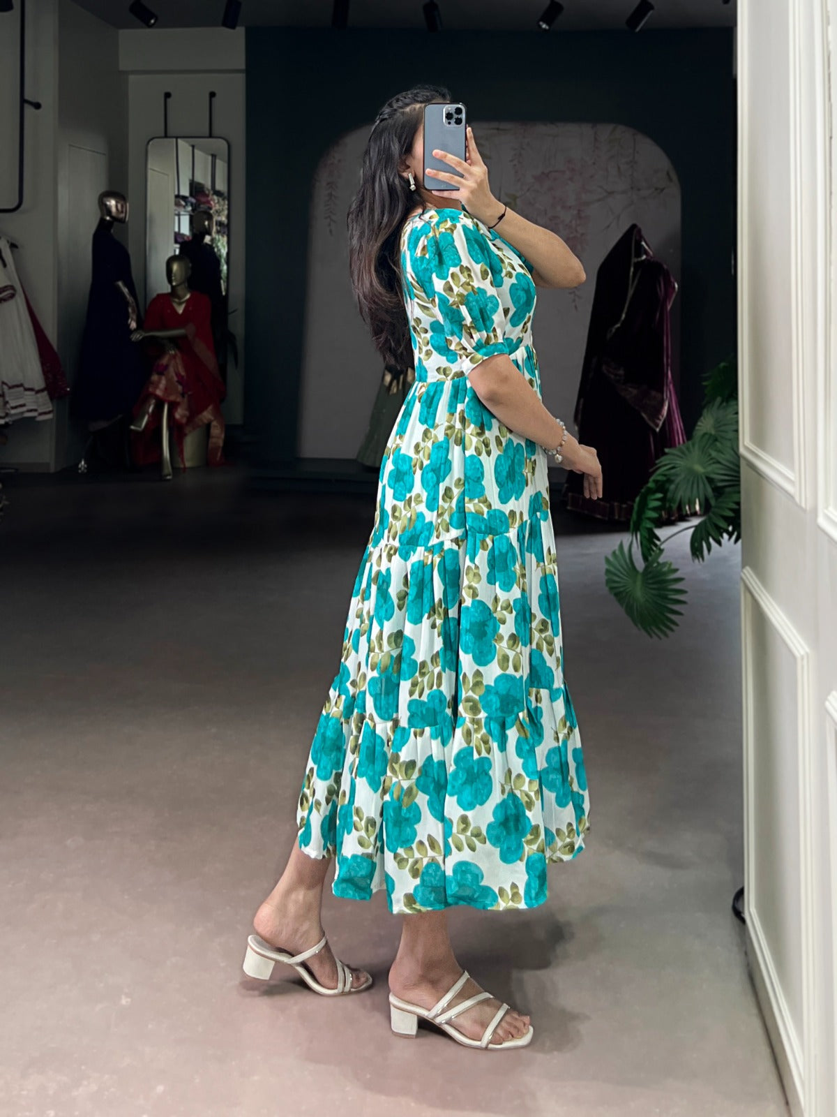 Floral Printed Midi Frock