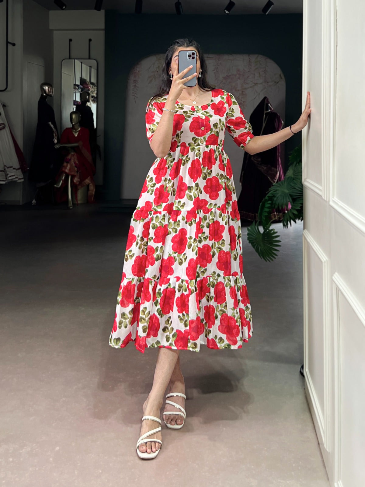 Floral Printed Midi Frock