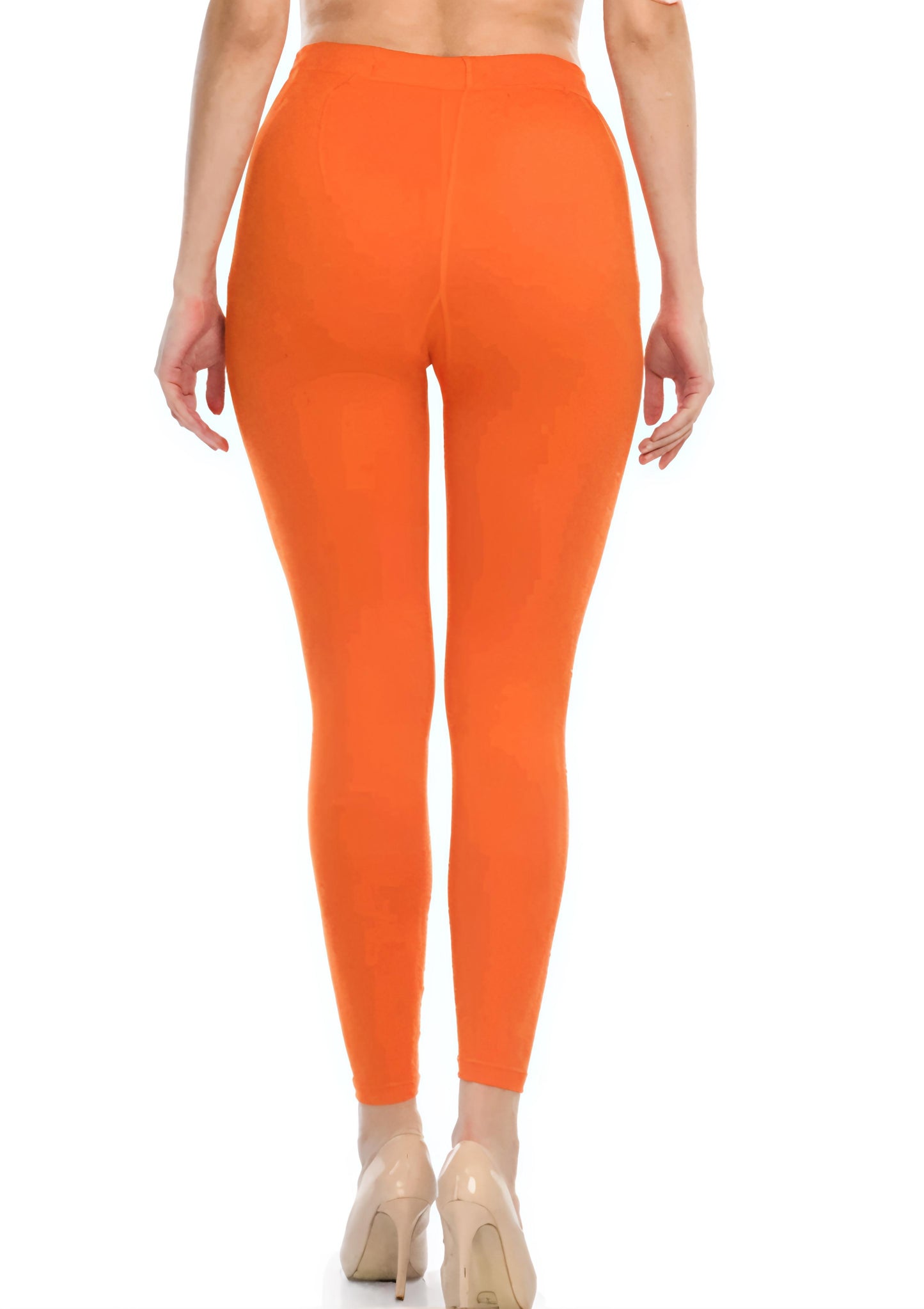 Trendoz Elegant Women Solid Cotton Lycra Super Quality Ankle Length Leggings Firozi, Orange Pack of 2