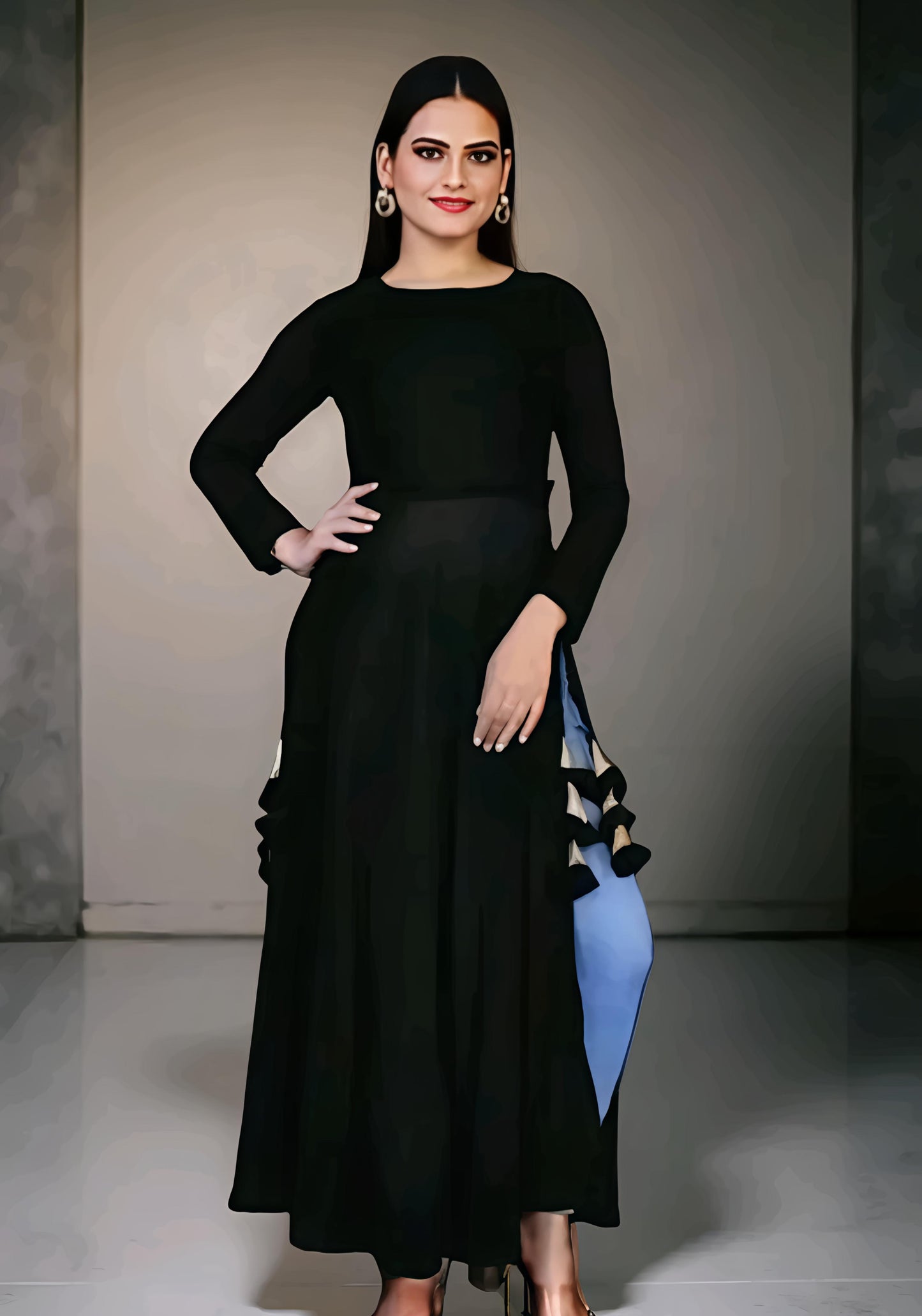 Women Embellished Georgette A-line Kurti