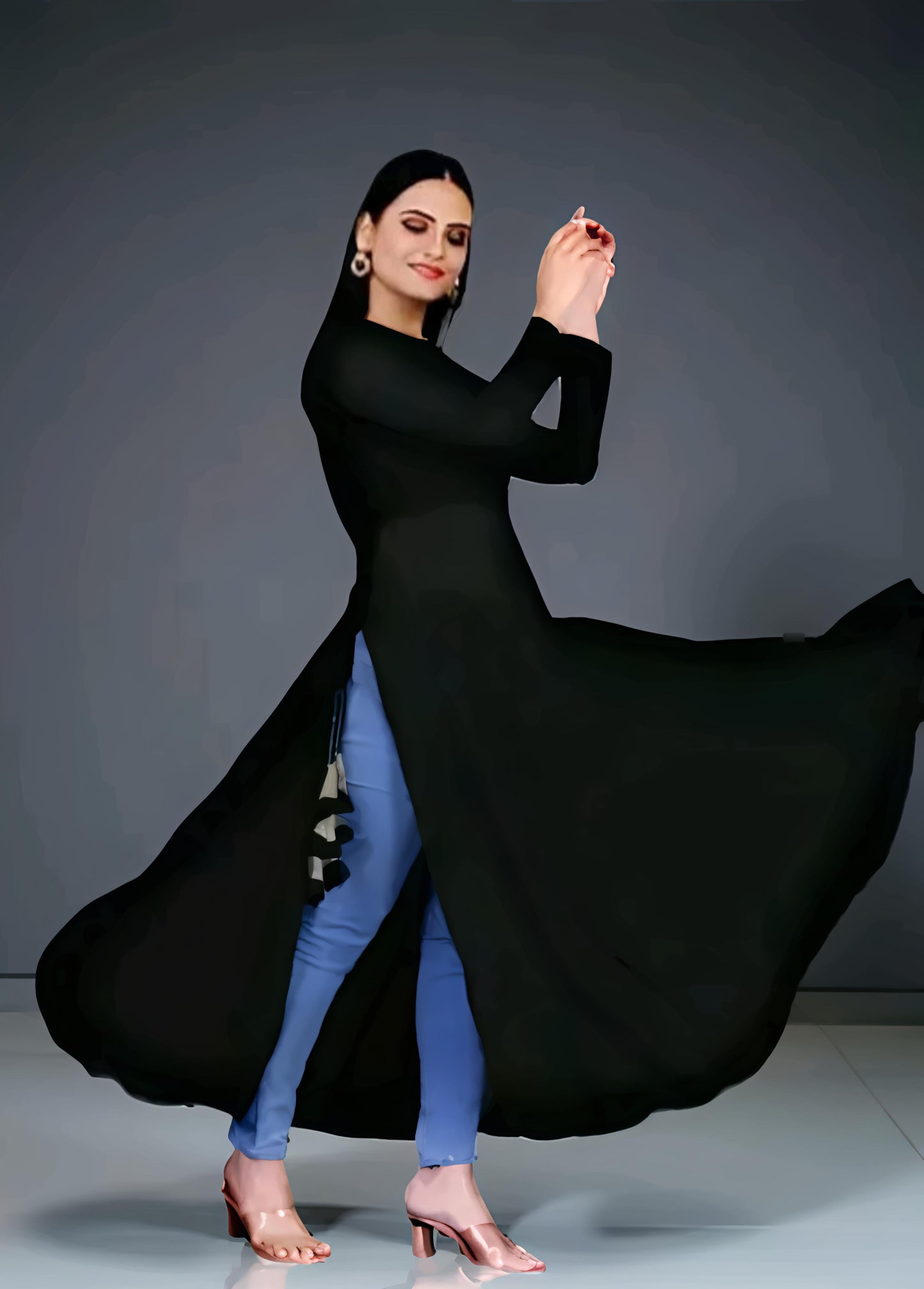 Women Embellished Georgette A-line Kurti