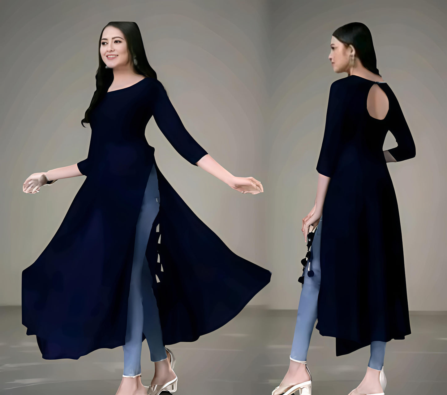 Women Embellished Georgette A-line Kurti
