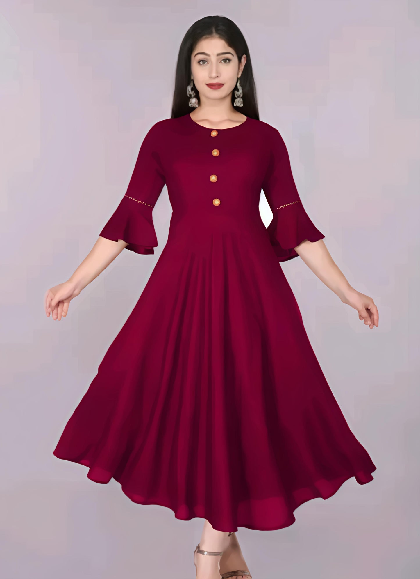 Women Solid Flared Kurti
