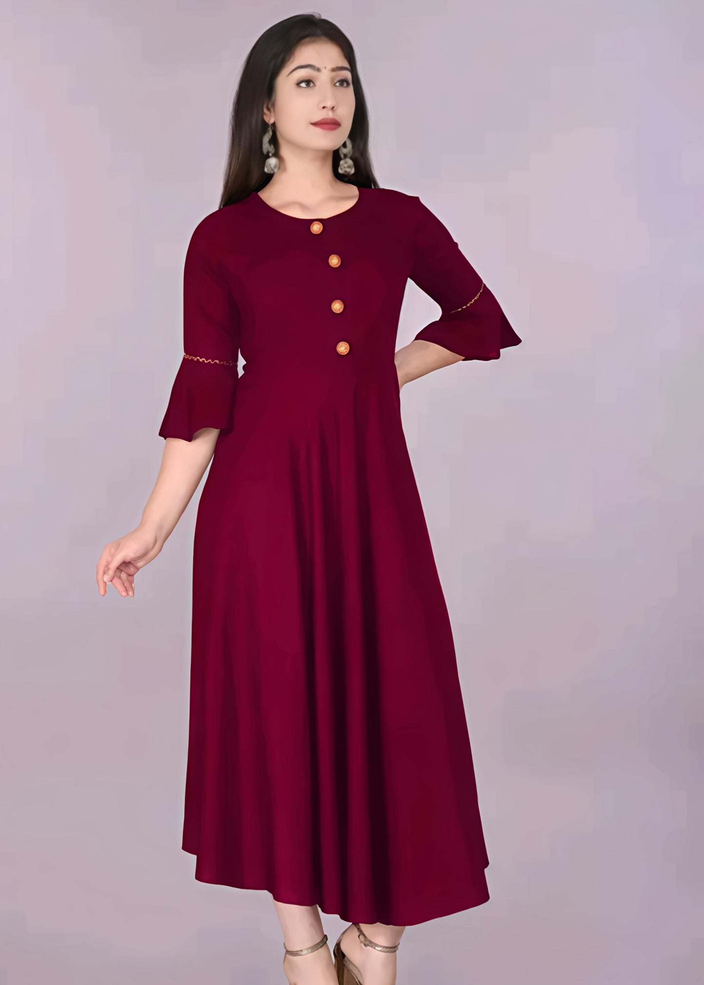 Women Solid Flared Kurti