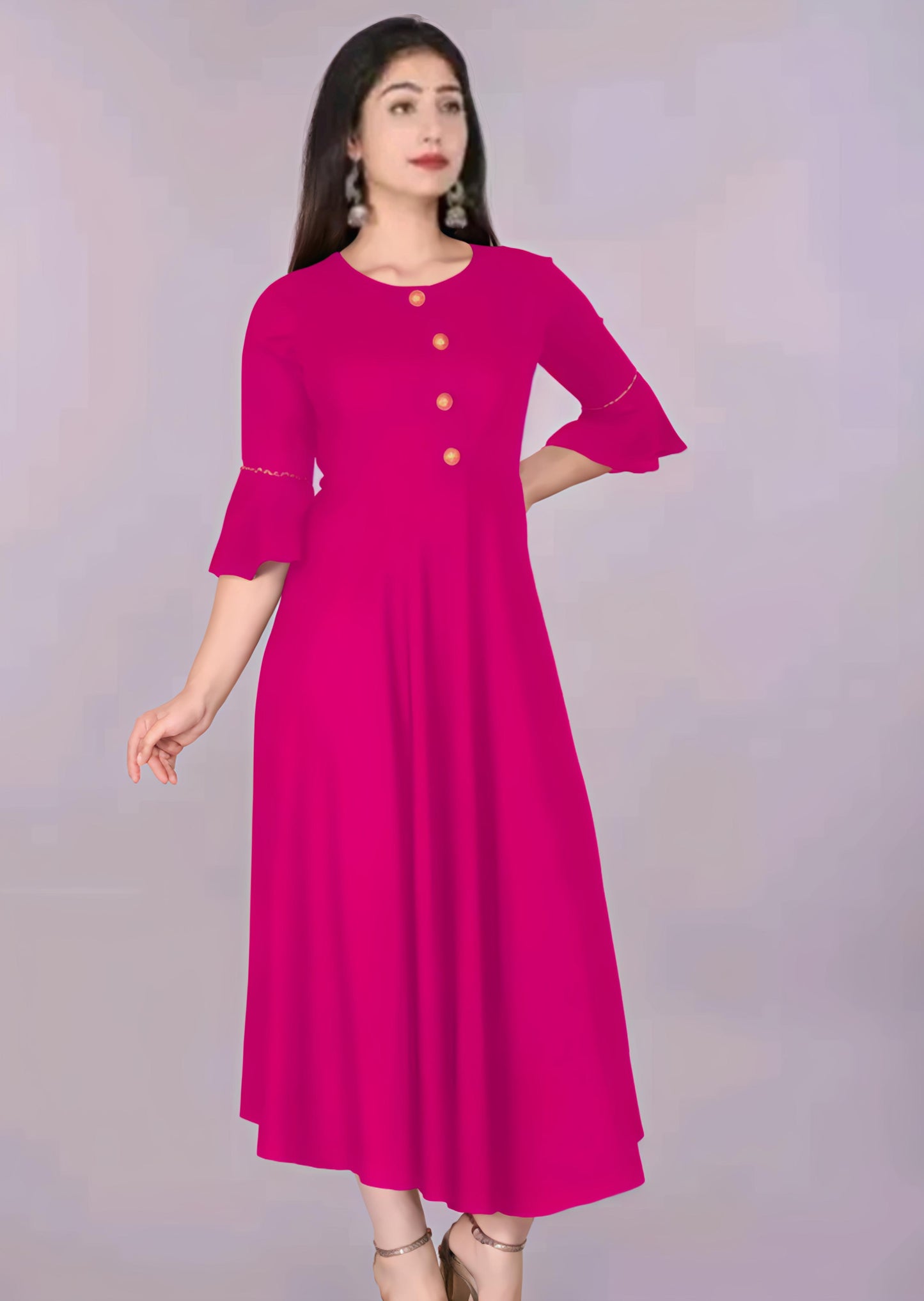 Women Solid Flared Kurti