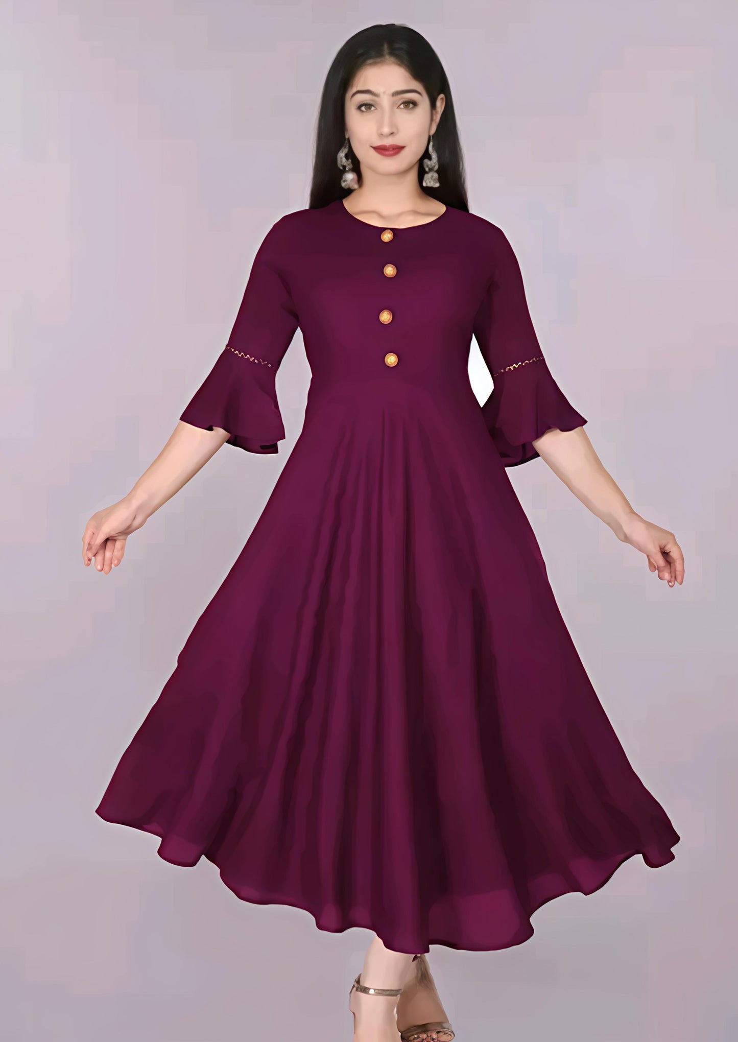 Women Solid Flared Kurti