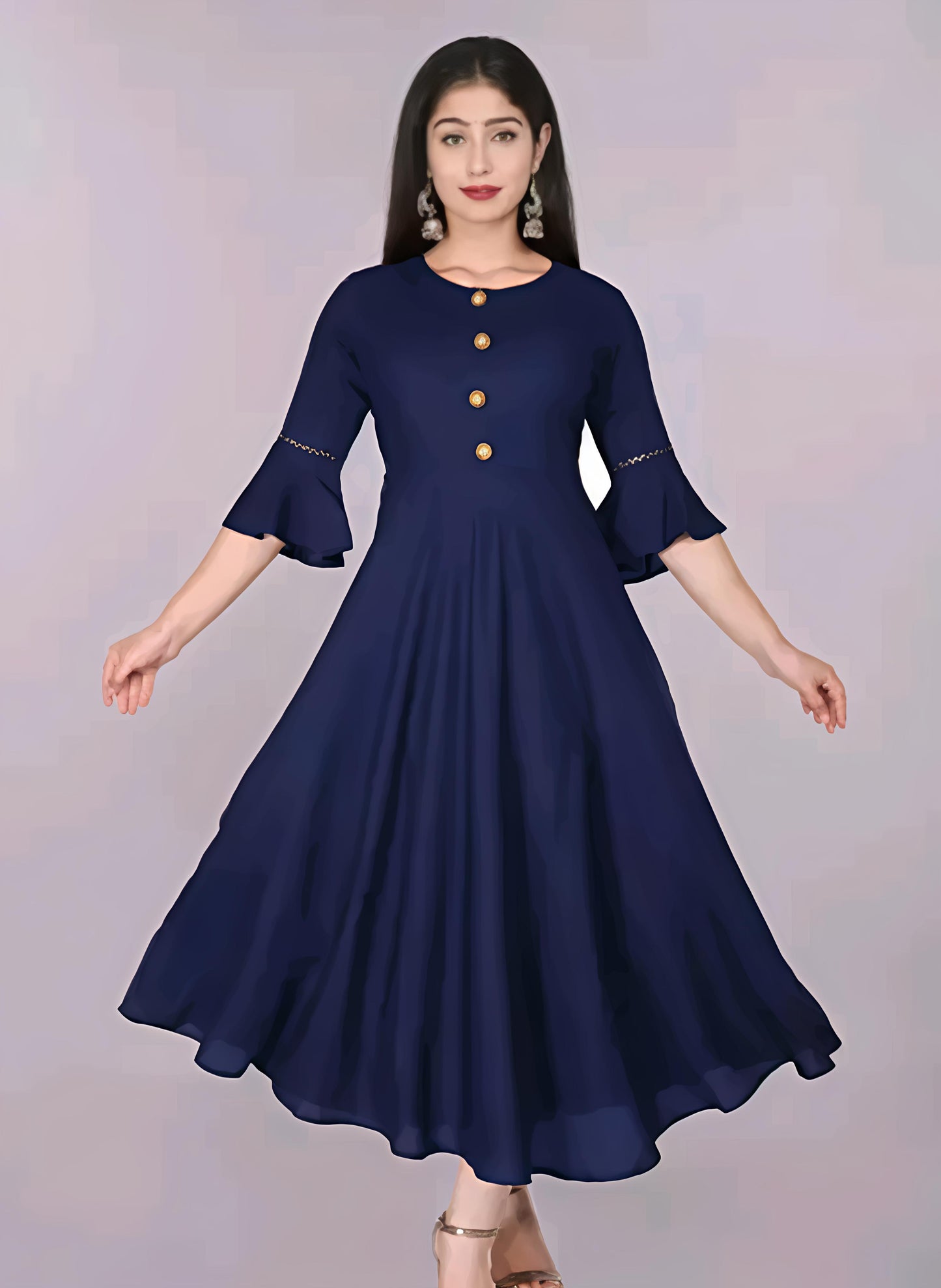 Women Solid Flared Kurti