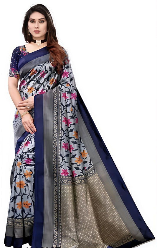 Silk Grey  Saree with Blouse