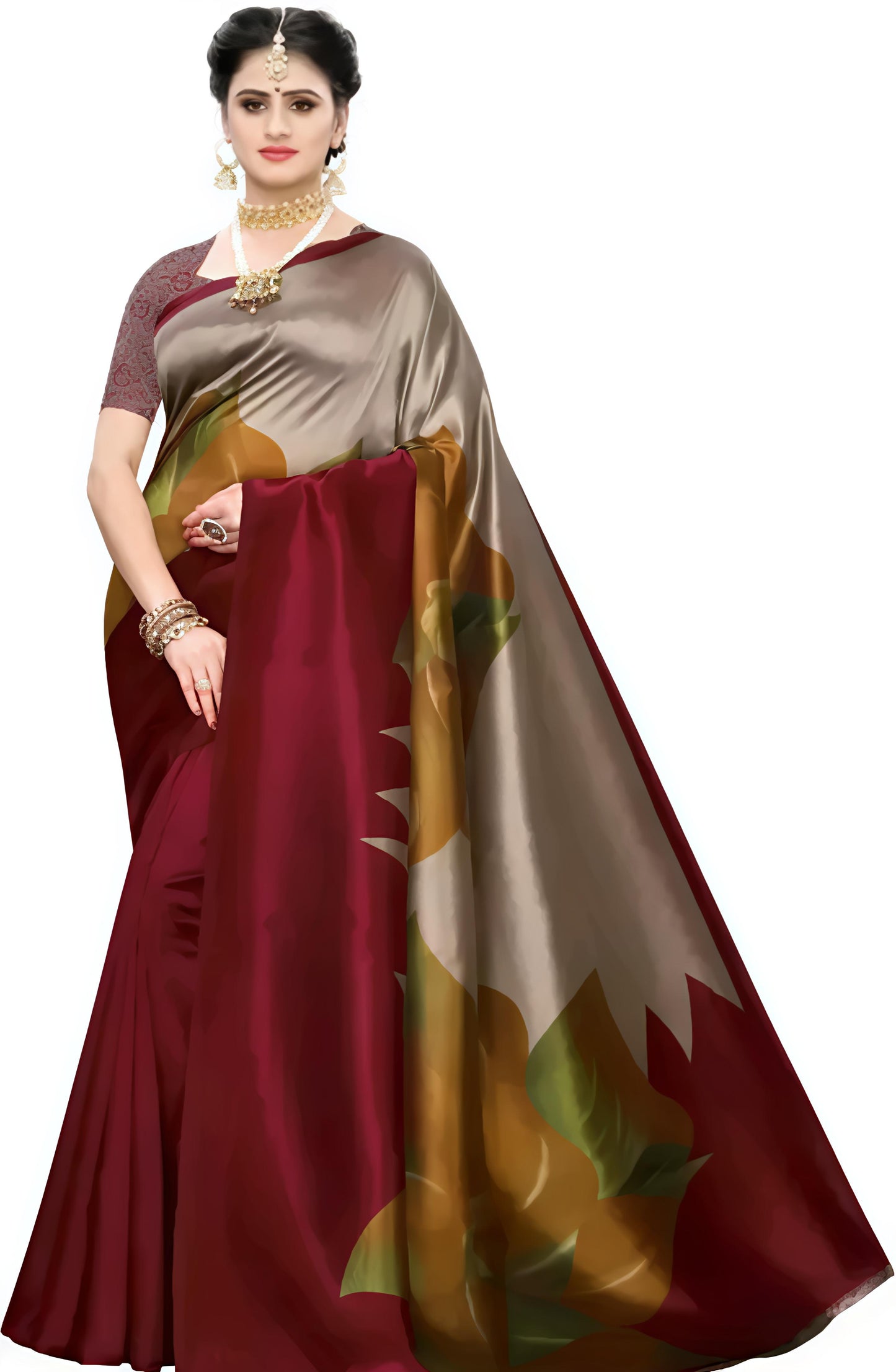 Silk Grey  Saree with Blouse