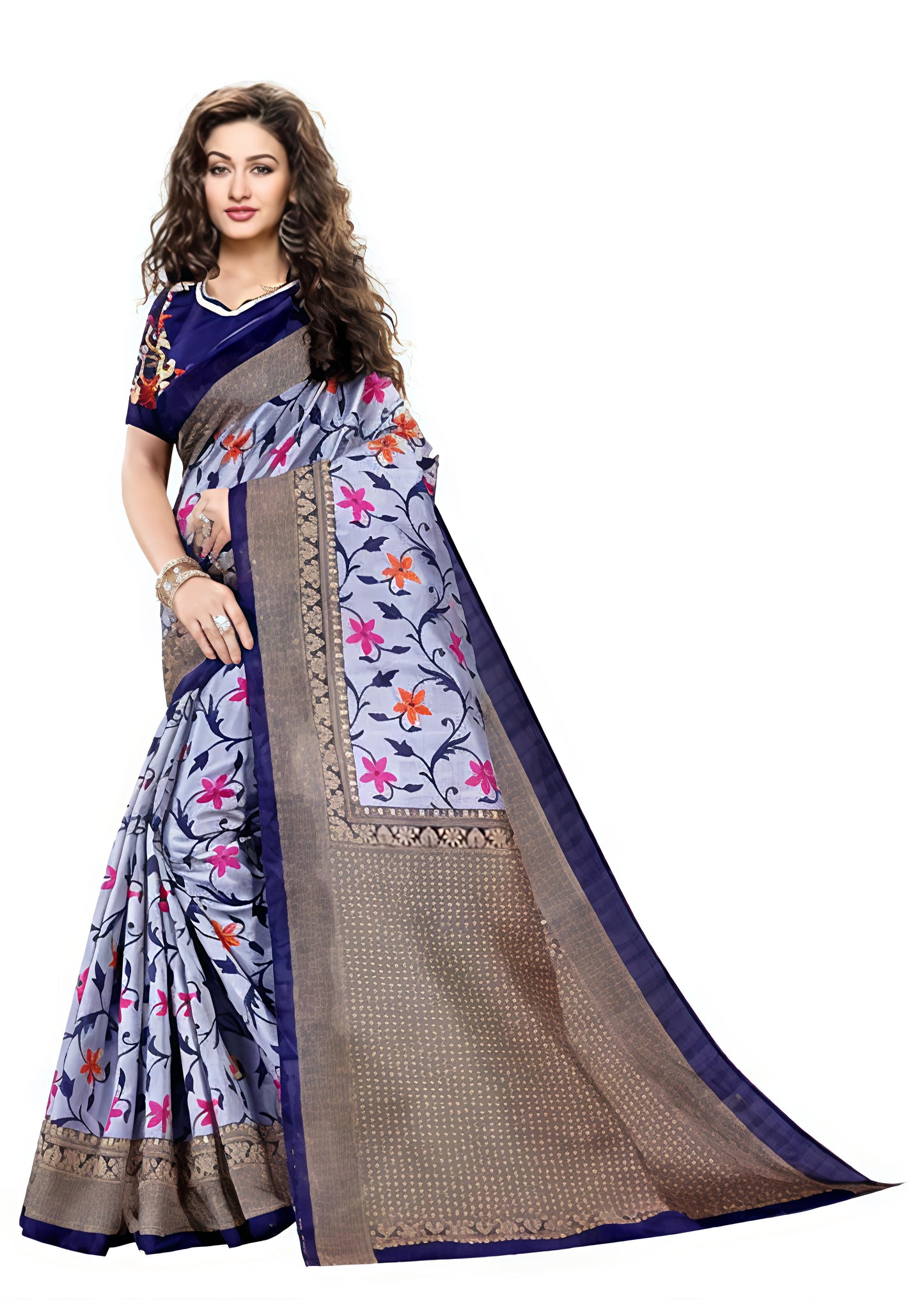 Silk Grey  Saree with Blouse