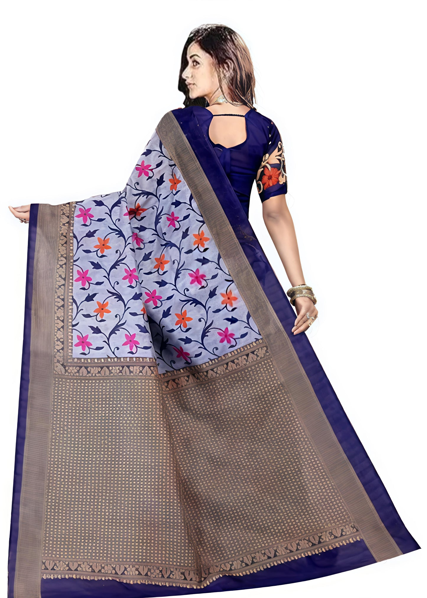 Silk Grey  Saree with Blouse