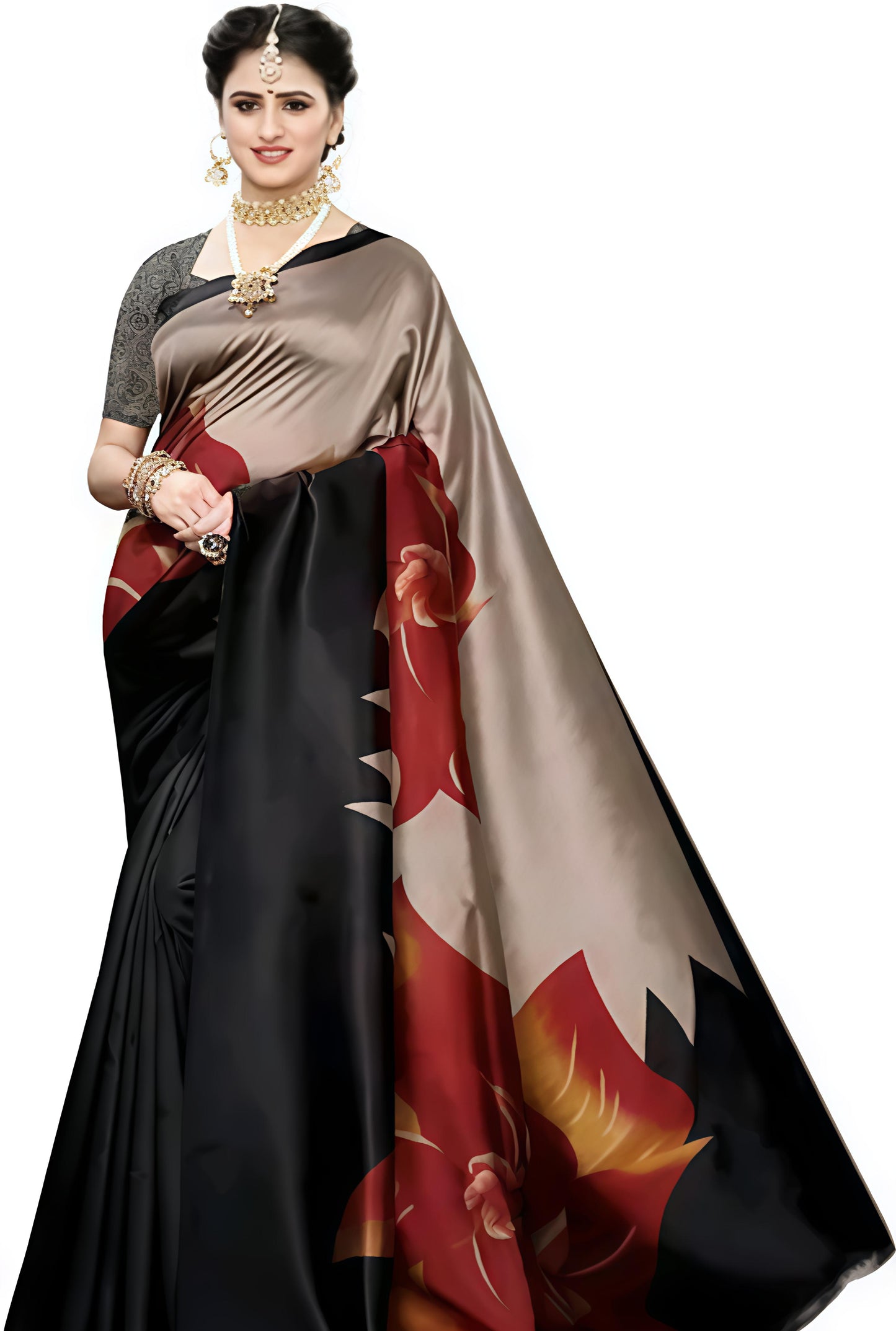 Silk Grey  Saree with Blouse
