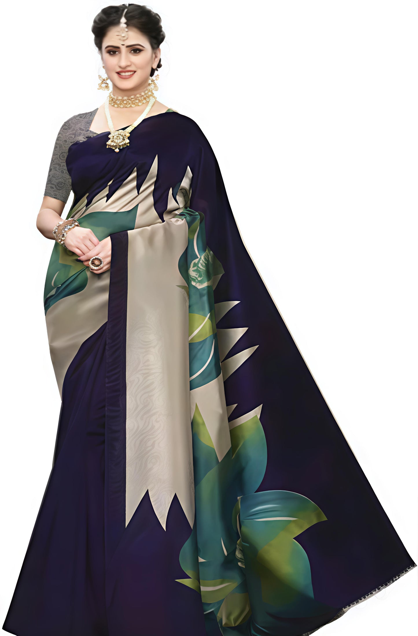 Silk Grey  Saree with Blouse