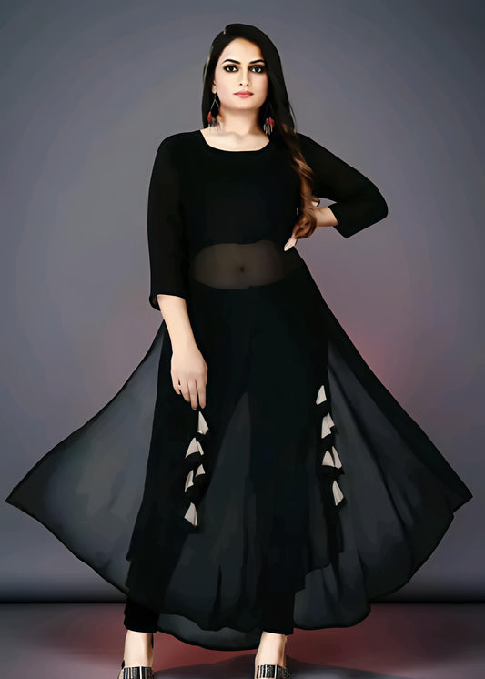 Women Embellished Georgette A-line Kurti